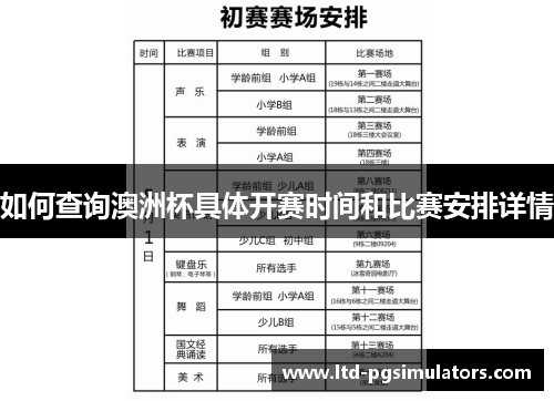 如何查询澳洲杯具体开赛时间和比赛安排详情