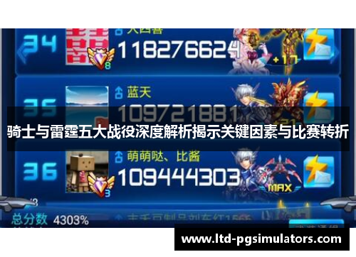 骑士与雷霆五大战役深度解析揭示关键因素与比赛转折